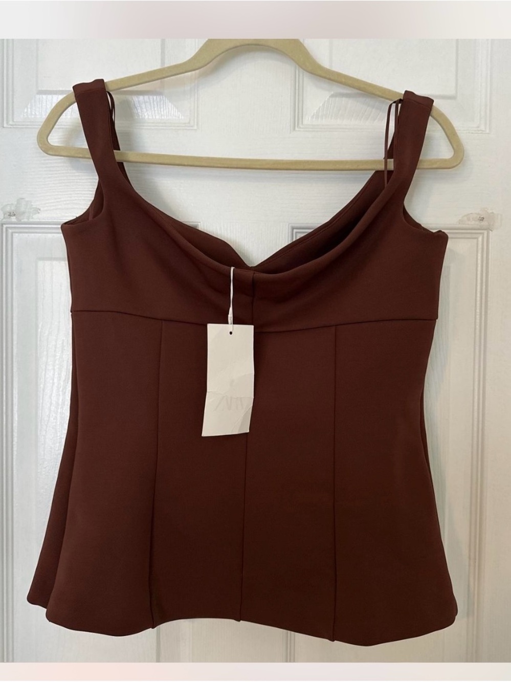 Zara Chocolate Brown Draped Cowl Neck Tank